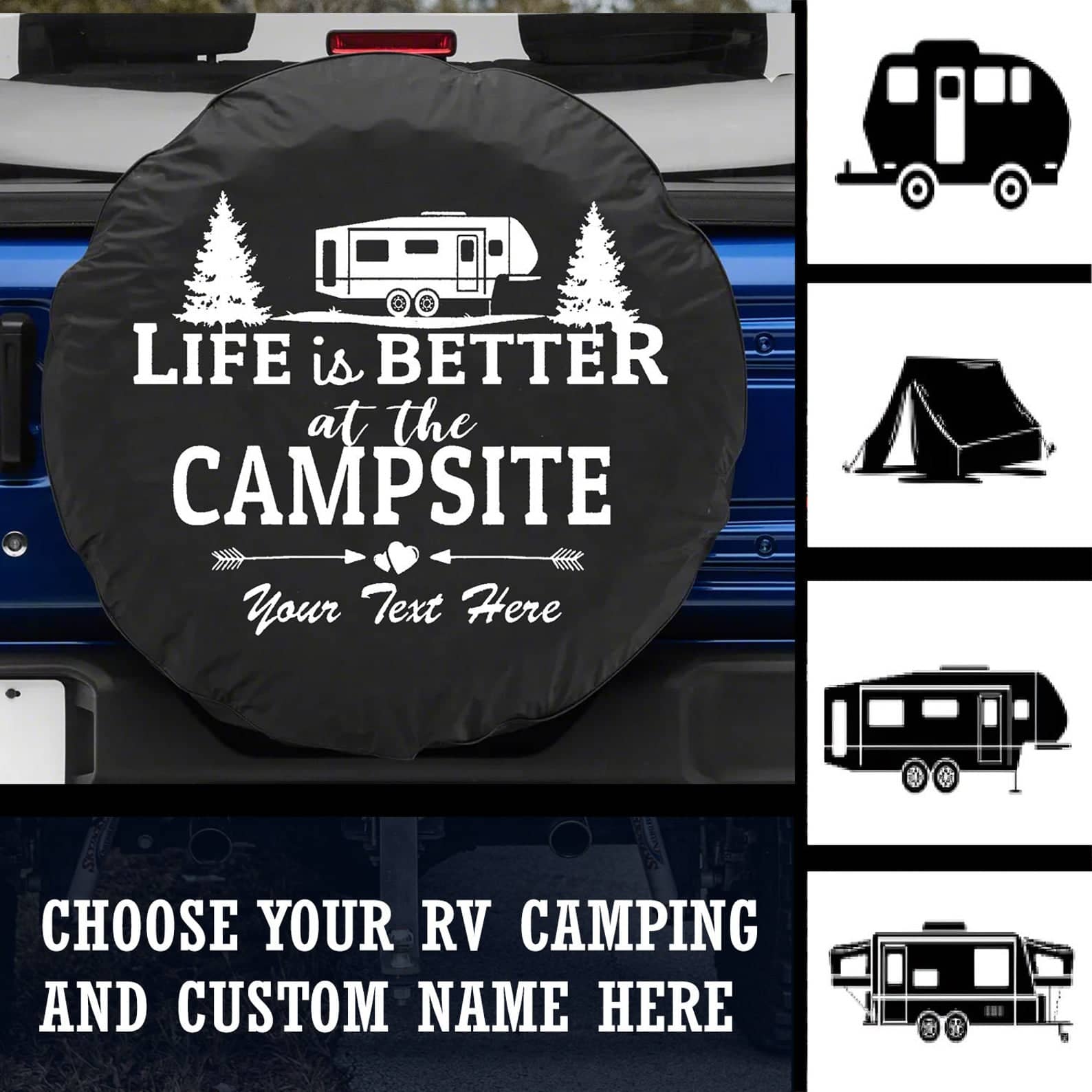 Inktee Store - Life Is Better With Camping Tire Cover Image