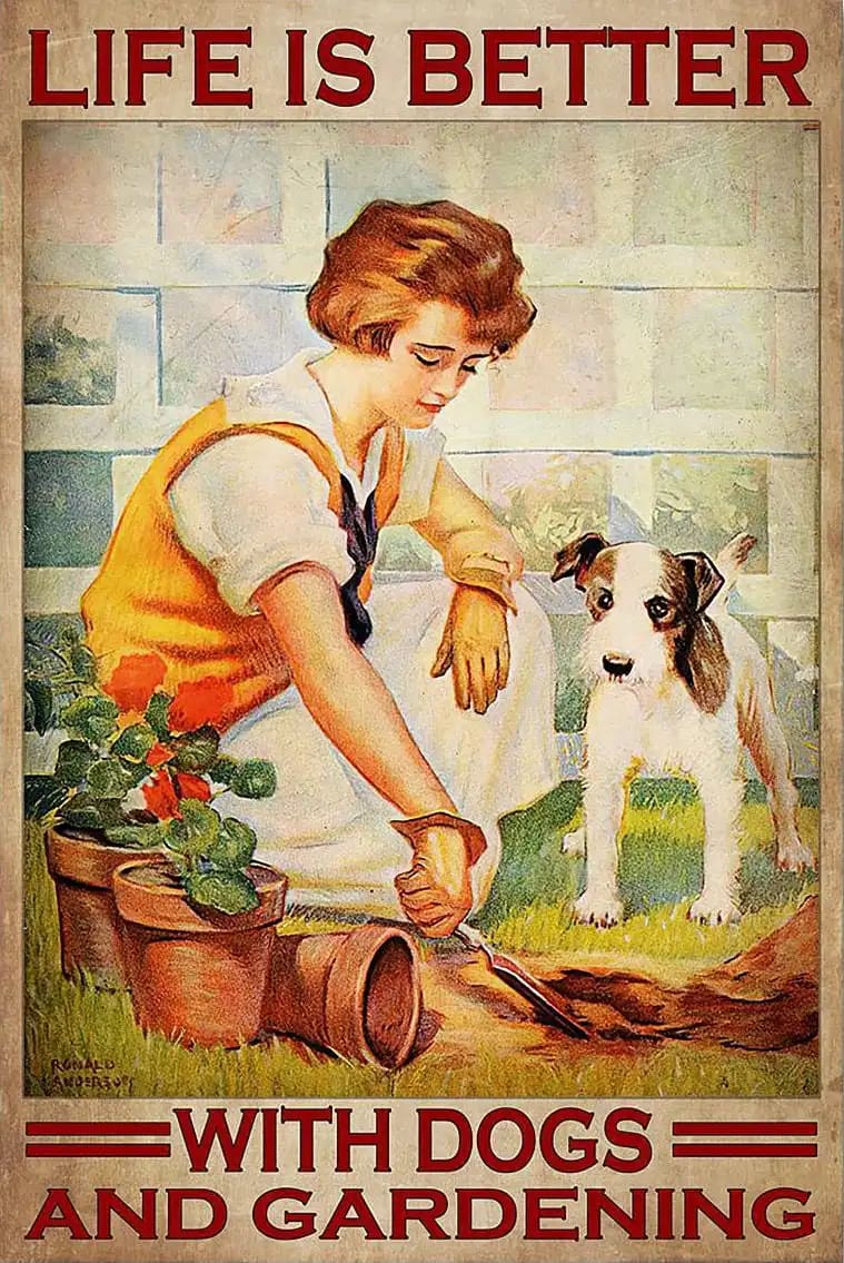 Life Is Better With Golden Dogs And Gardening Lover Poster