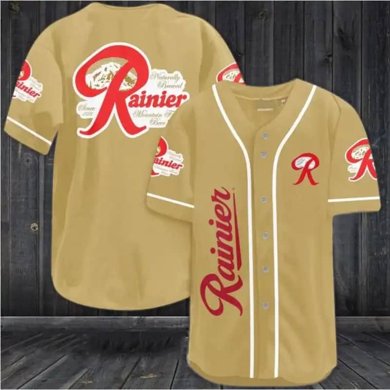 Light Brown Rainier Beer Party Custom Baseball Jersey