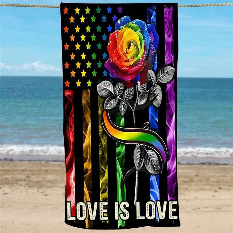 Inktee Store - Love Is Love Personalized Beach Towel Image