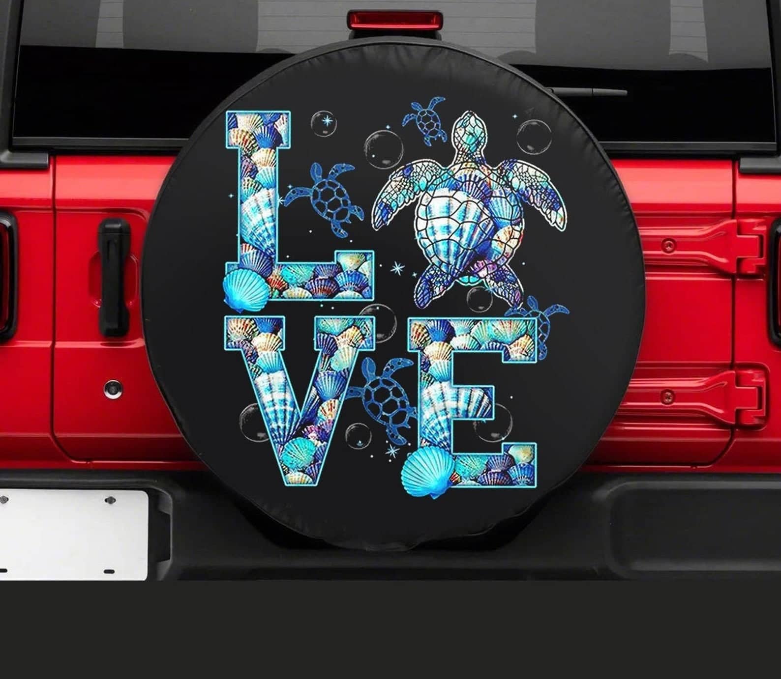 Inktee Store - Love Ocean Turtle Art Tire Cover Image