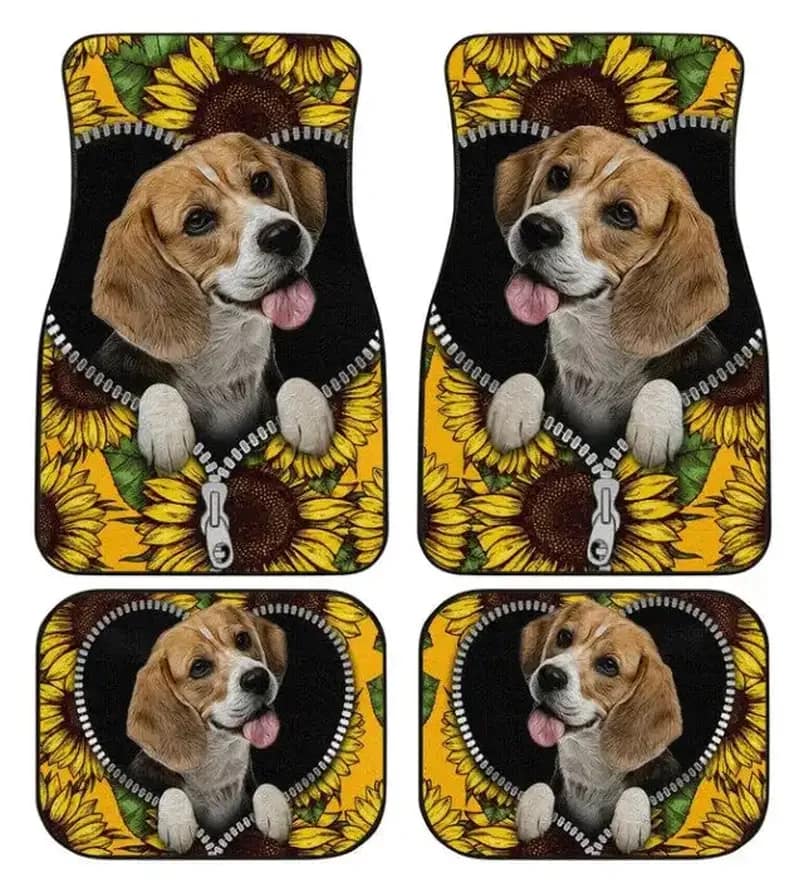 Lovely Sunflower Beagle Idea Decoration For Beagle Owners Car Floor Mats