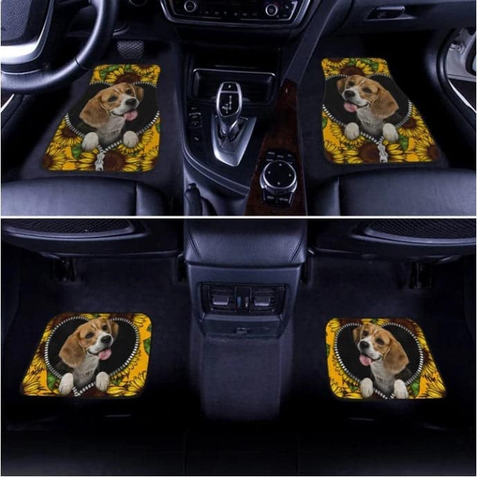 Inktee Store - Lovely Sunflower Beagle Idea Decoration For Beagle Owners Car Floor Mats Image