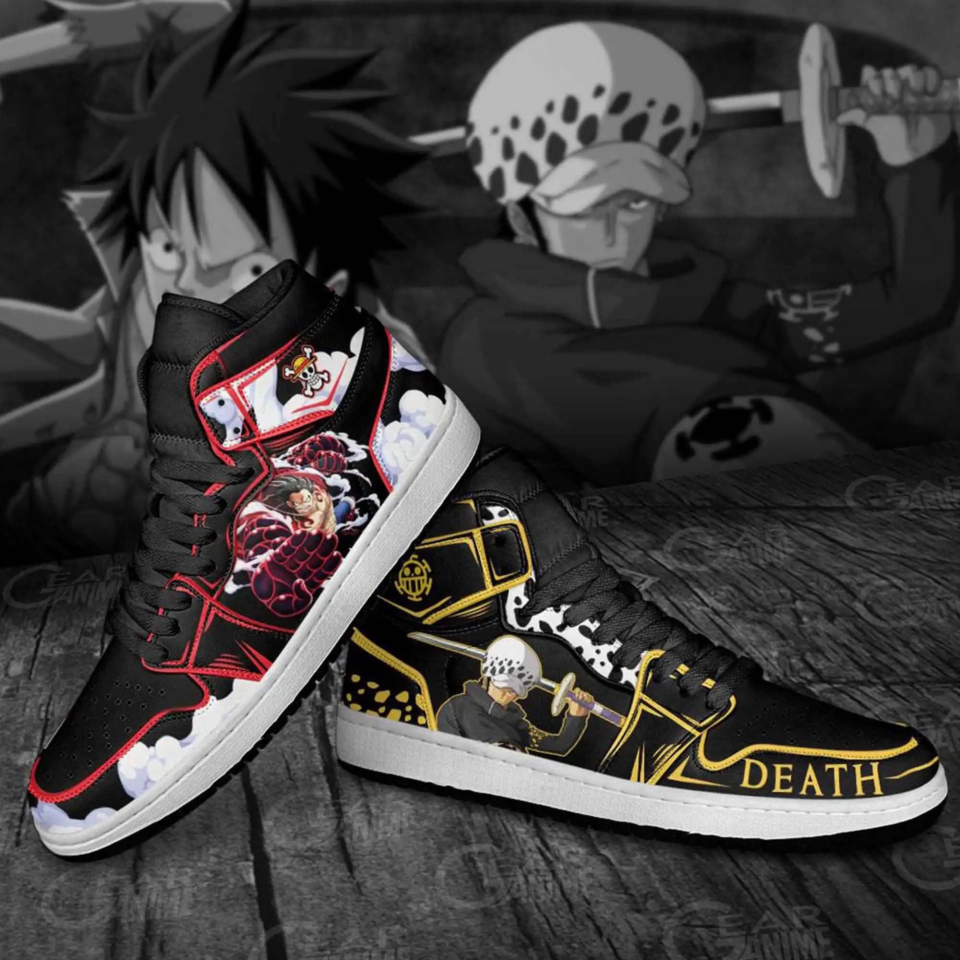 Luffy And Trafalgar Law One Piece Personalized Anime Air Jordan Shoes