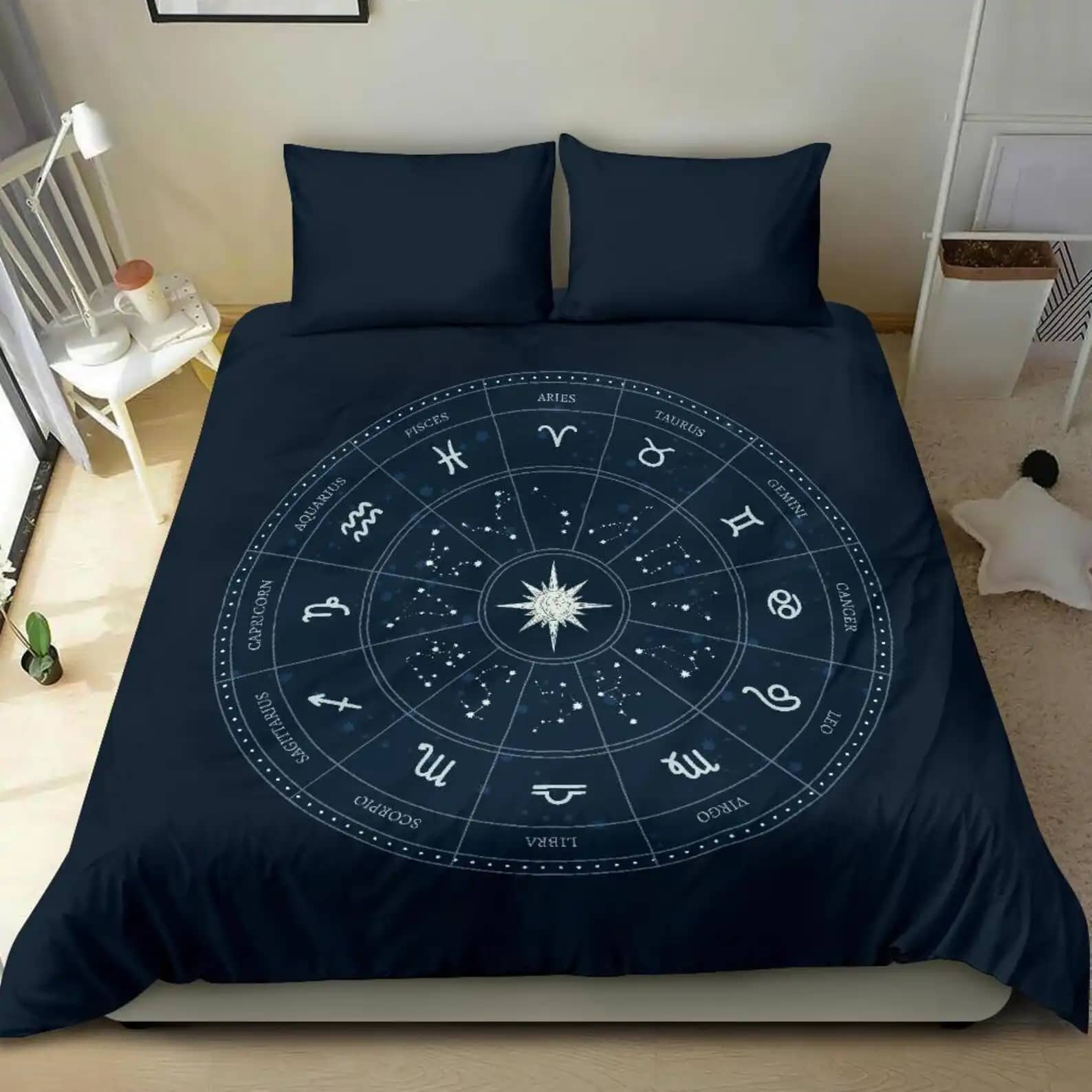 Luxurious Astrology Zodiac Signs Circle Quilt Bedding Sets