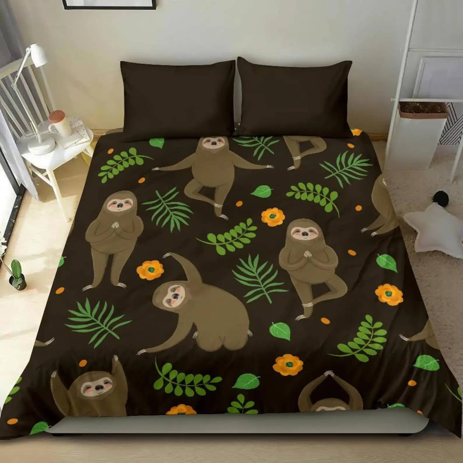 Luxurious Cute Sloth Doing Yoga Quilt Bedding Sets