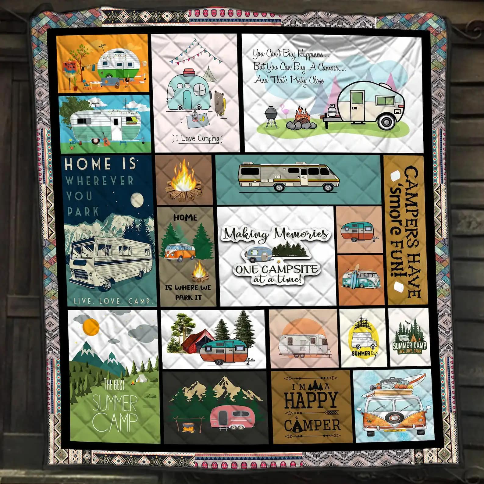 Making Memories One Campsite At A Time Blanket Home Is Where We Part It Live Love Camp Gift For Lovers Quilt