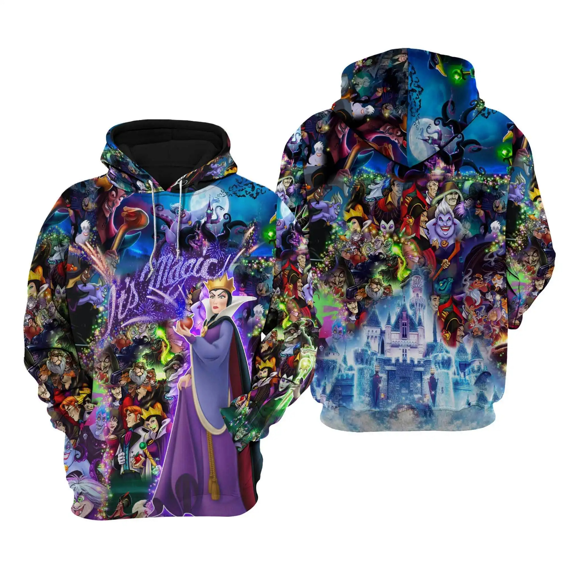 Maleficent Villians Magical Glitter Disney Cartoon Outfits Clothing Men Women Kids Toddlers Hoodie 3D