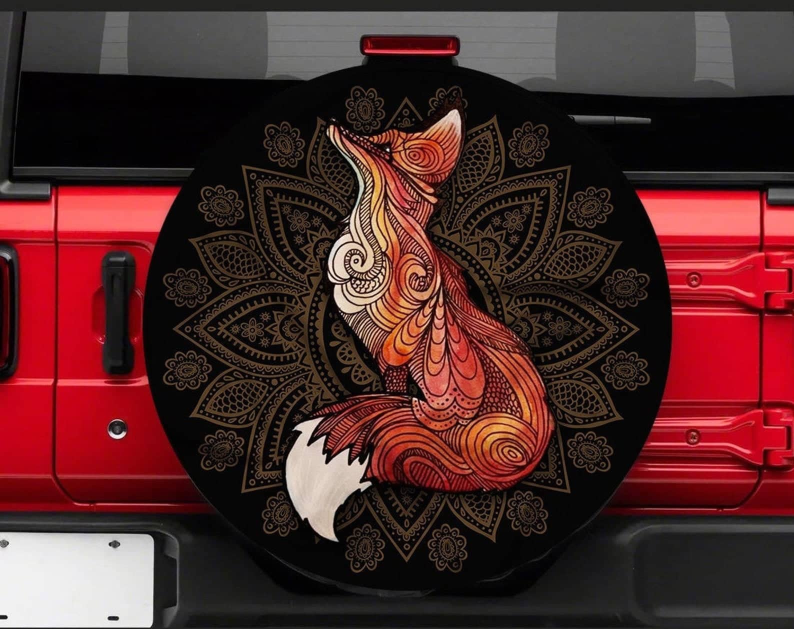 Inktee Store - Mandala Fox Pattern Custom Tire Cover Image
