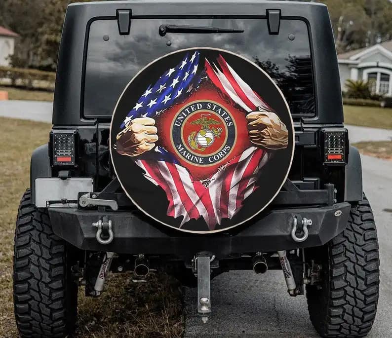 Marine Corps Flag Custom Tire Cover
