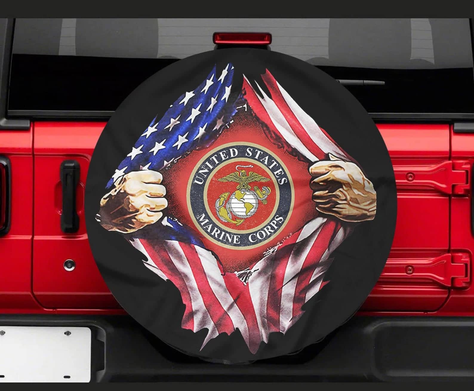 Inktee Store - Marine Corps Flag Custom Tire Cover Image