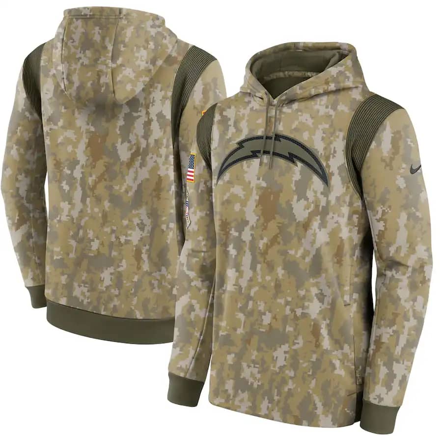 Men'S Los Angeles Chargers Camo 2021 Salute To Service Therma Performance Pullover Hoodie