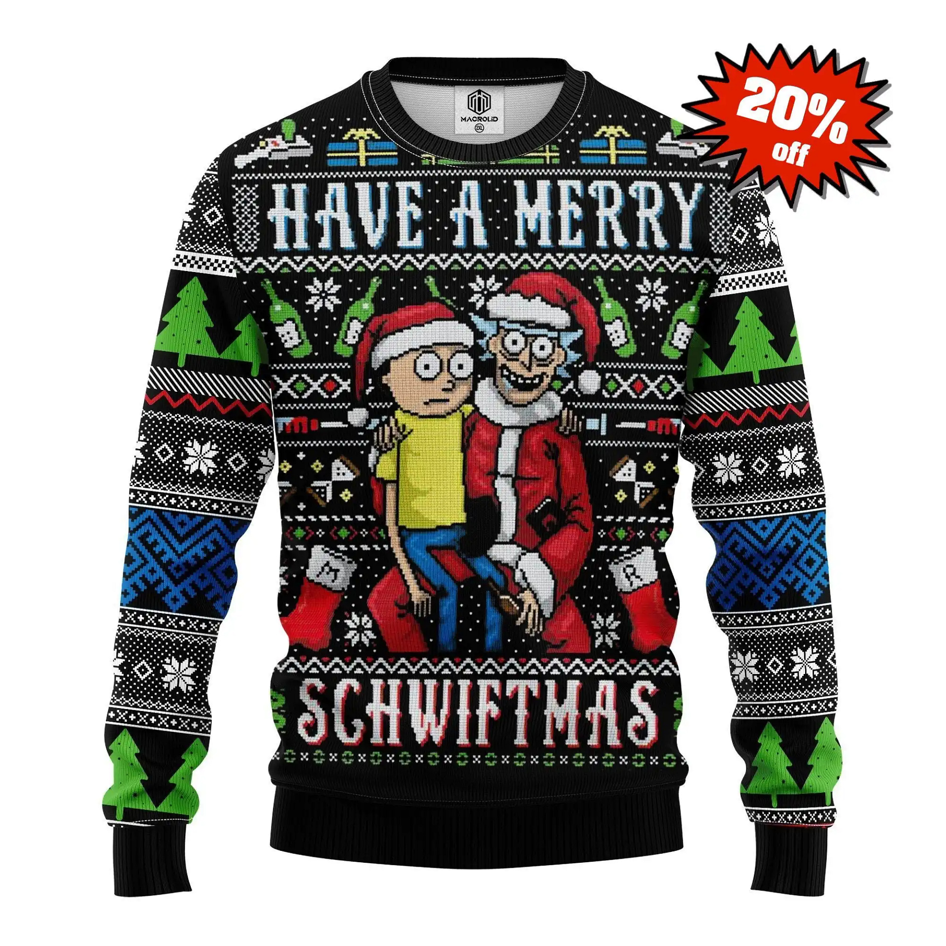 Merry Rick And Morty Disney World Knitted Mickey Best Holiday Gifts Ugly Sweater