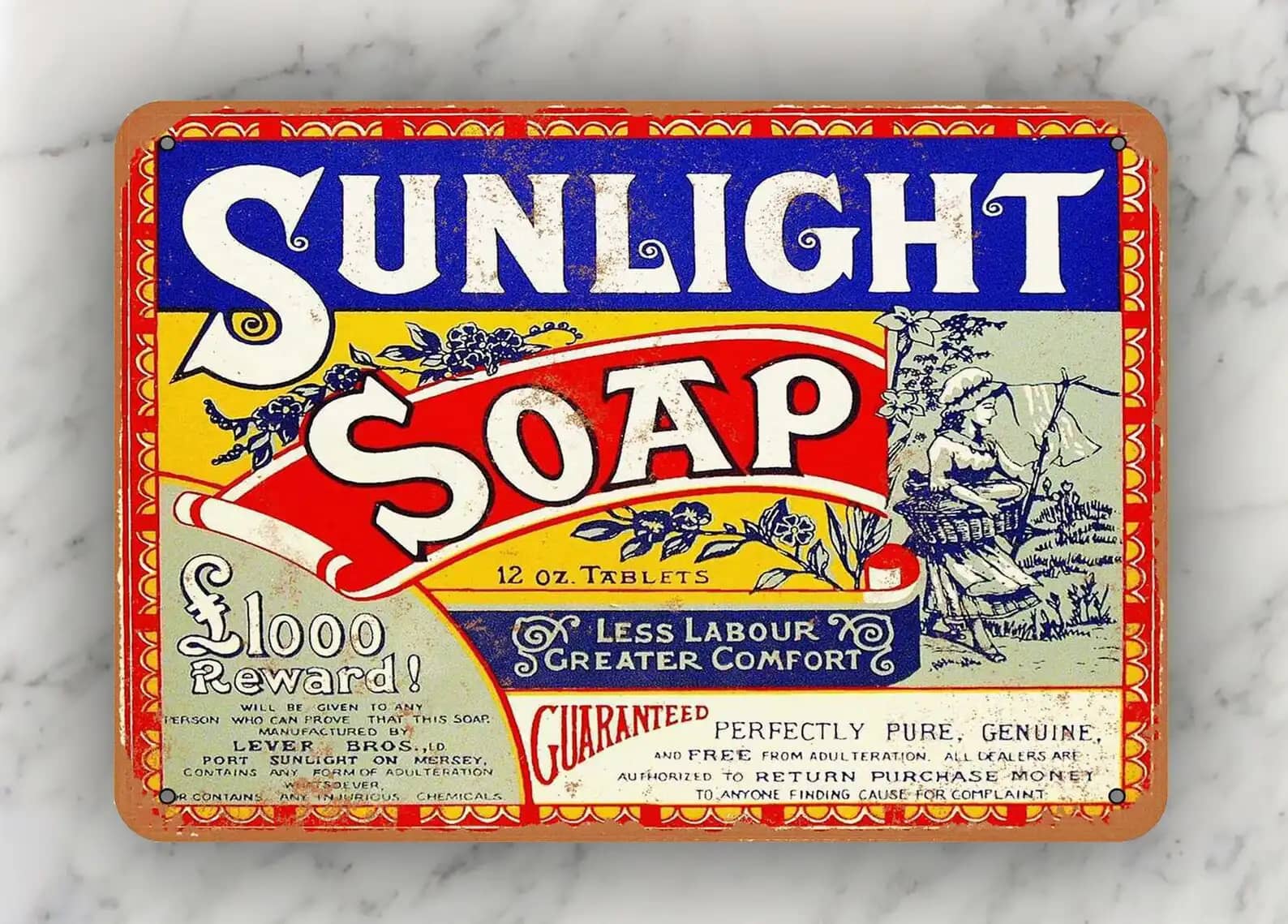 Metal Decorations Vintage Retro 1921 Sunlight Soap Metal Sign
