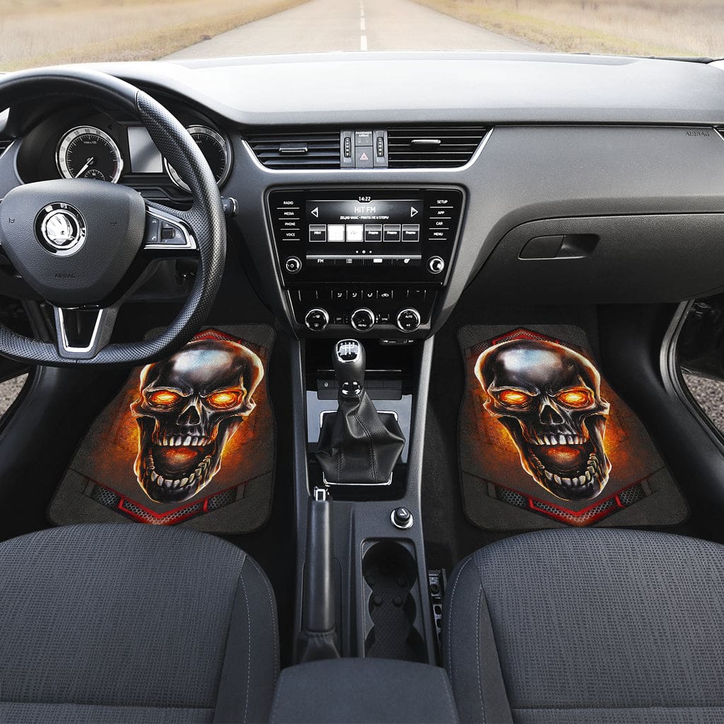 Inktee Store - Metal Skull Fire Jeep Premium Car Floor Mats Image