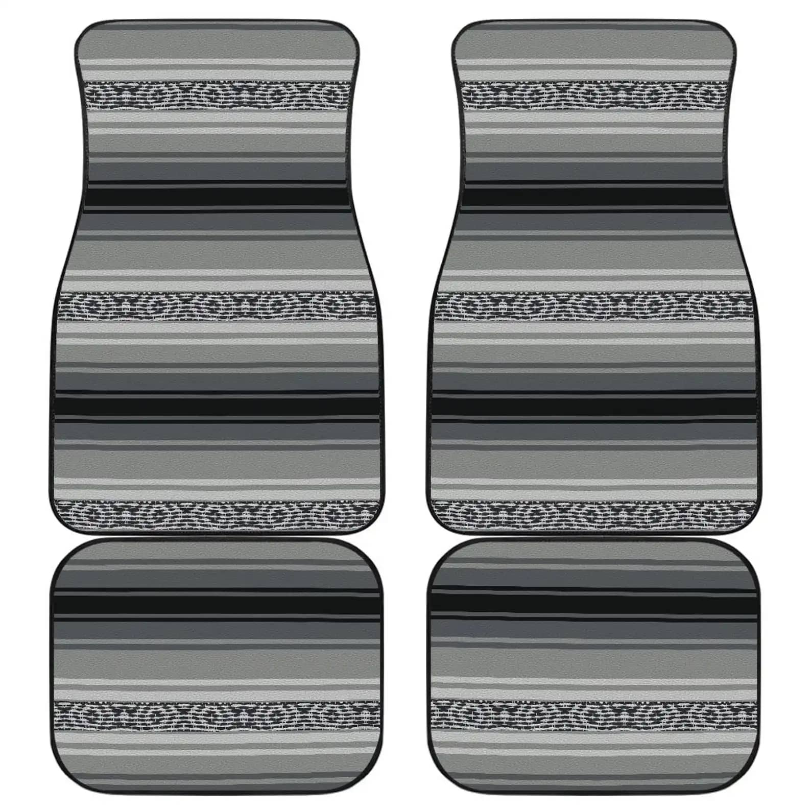 Mexican Blanket Gray Black Pattern Car Floor Mats