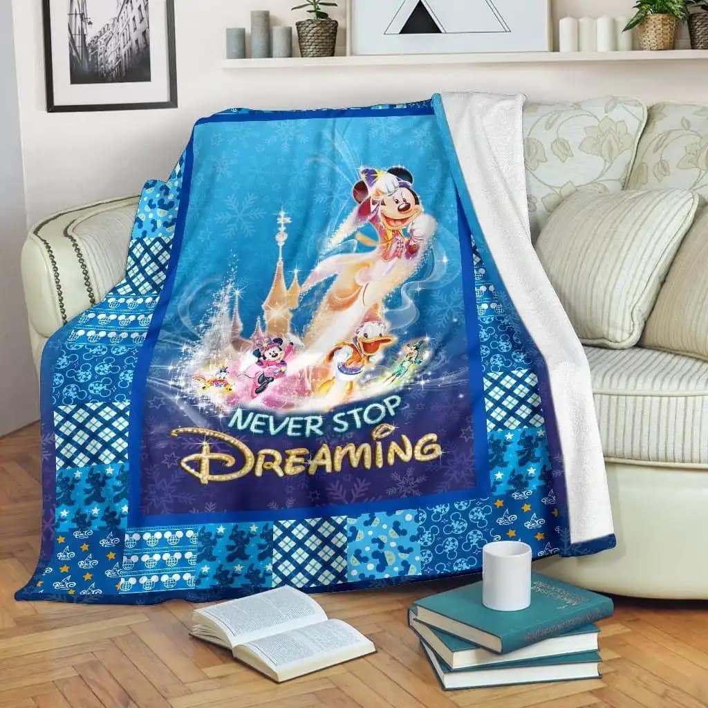 Mickey Minnie Glitter Castle Disney Inspired Soft Cozy Comfy Bedroom Livingroom Office Home Decoration Fleece Blanket