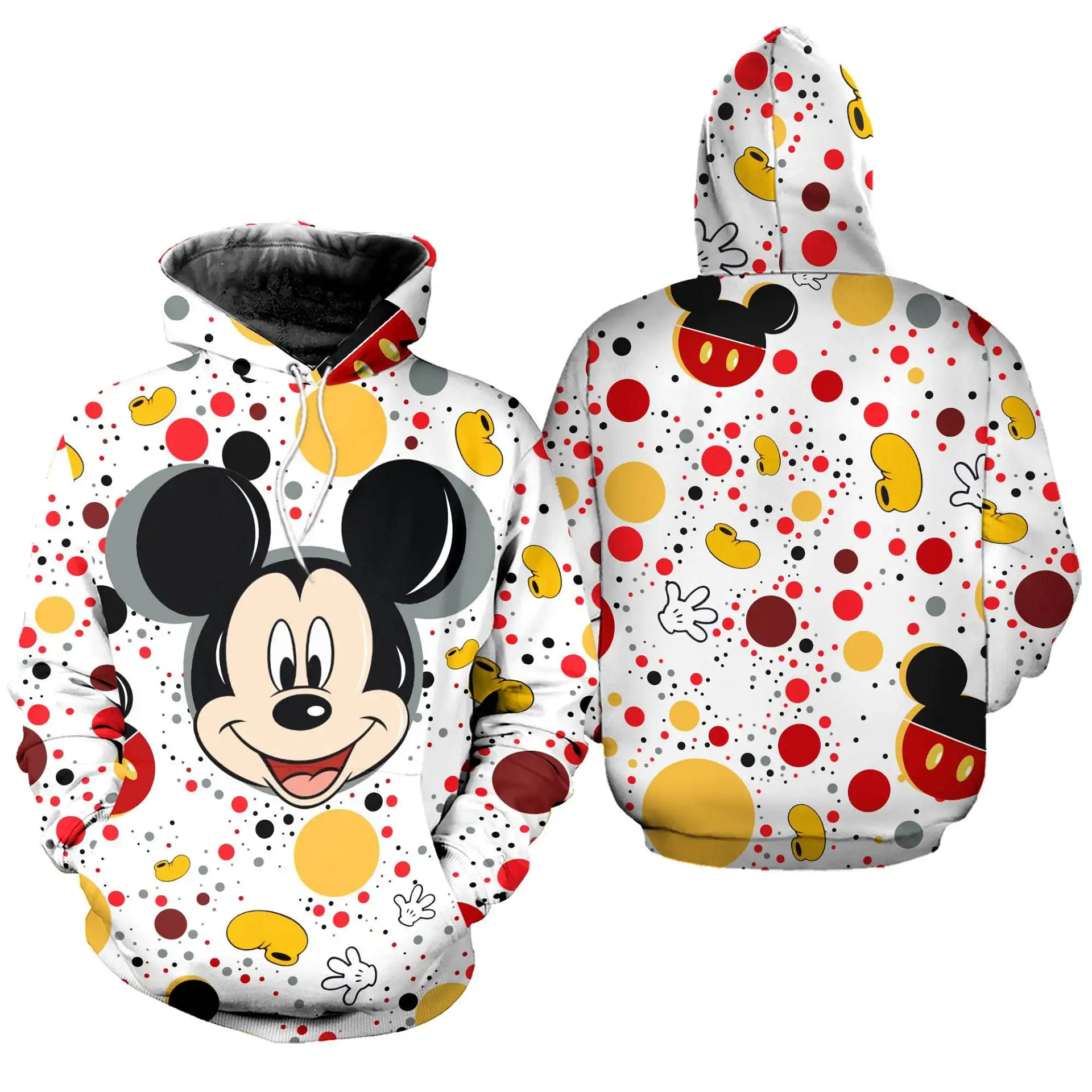Mickey Mouse Polkadot Pattern Disney Cartoon Graphic Outfits Clothing Men Women Kids Toddlers Hoodie 3D