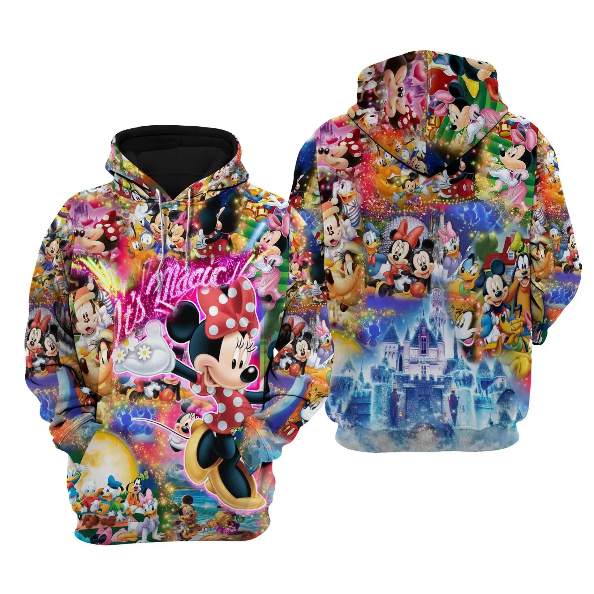 Minnie Mouse Magical Glitter Castle Disney Cartoon Graphic Outfits Clothing Men Women Kids Toddlers Hoodie 3D