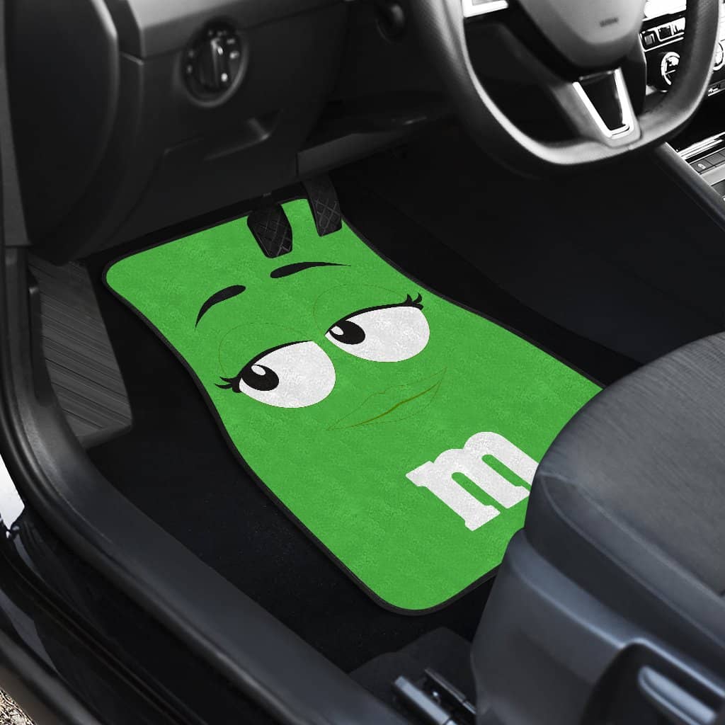 Inktee Store - M&Amp;M Chocolate Green Front And Back Car Floor Mats Image