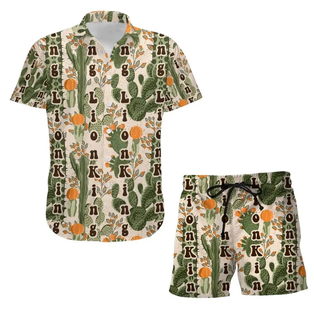 Mufasa Lion King Cactus Disney Summer Tropical Print Vacation Shorts Set Unisex Cartoon Graphic Outfits Men Women Hawaiian Shirts
