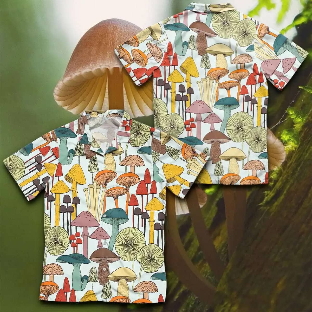 Mushroom Funny Pattern Summer Vacation Gift For Mom Dad Birthday Hawaiian Shirts