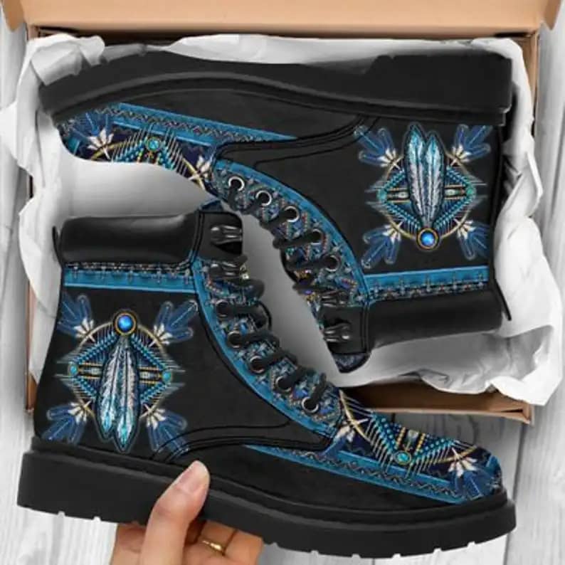 Native American Blue Pattern Custom Trendy Boots All Season Boot
