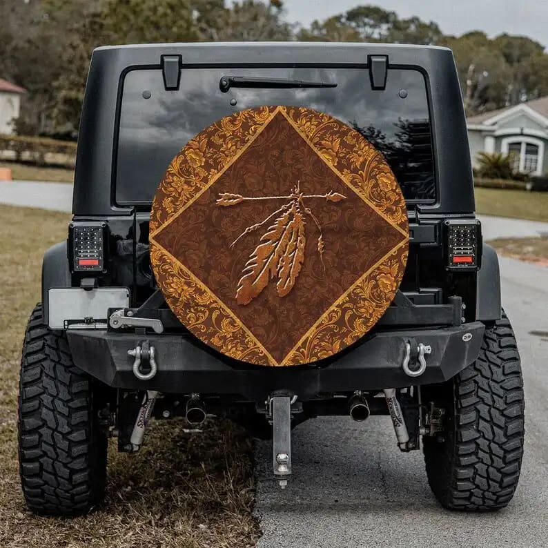 Native American Tribe Feather Tire Cover