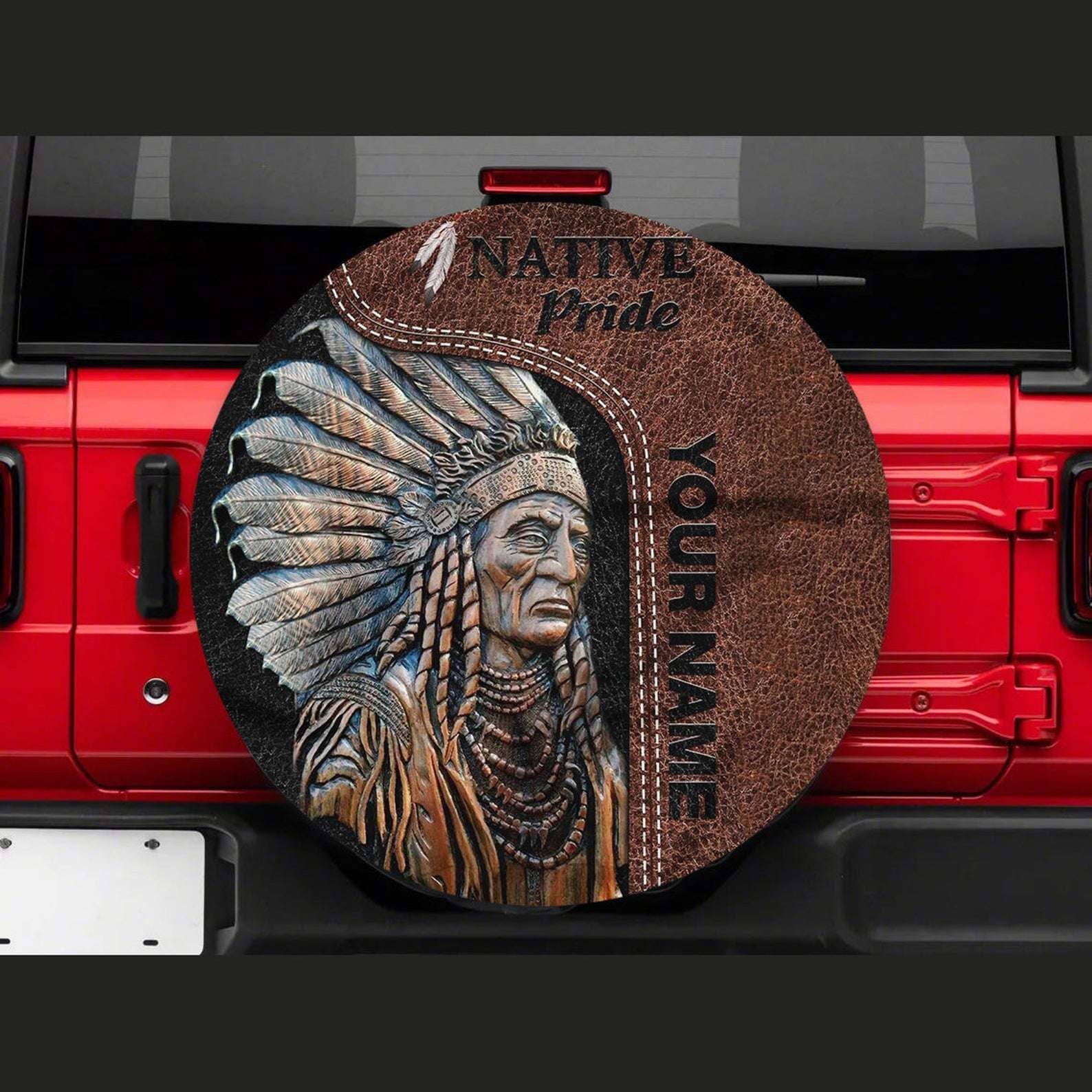 Inktee Store - Native Tribe Pride Vintage Personalized Tire Cover Image