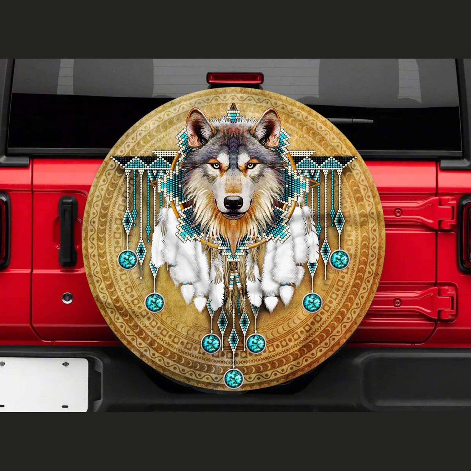 Inktee Store - Native Wolves Vintage Tire Cover Image