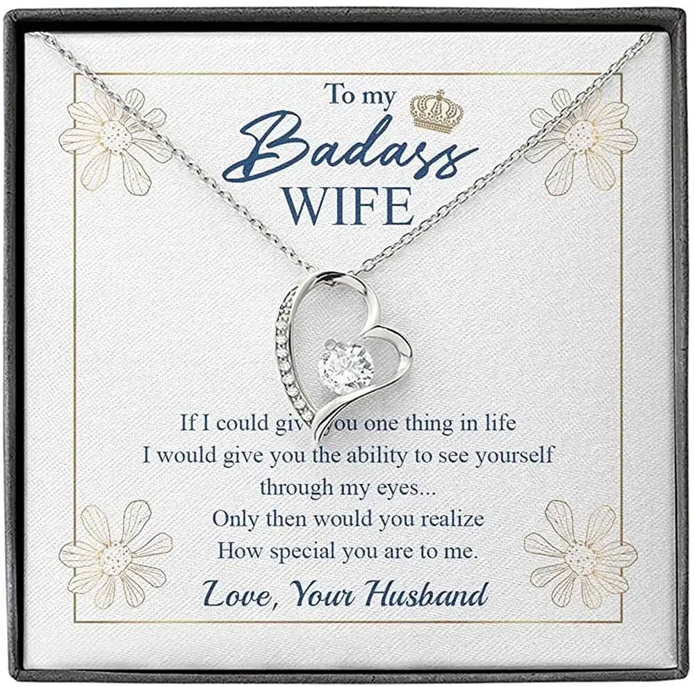 Necklace Jewelry For Women To My Badass Wife Forever Love Personalized Gifts