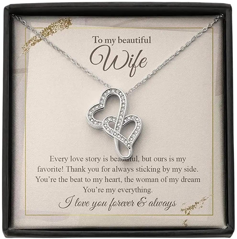 Necklace Jewelry For Women To My Beautiful Wife Double Hearts Personalized Gifts
