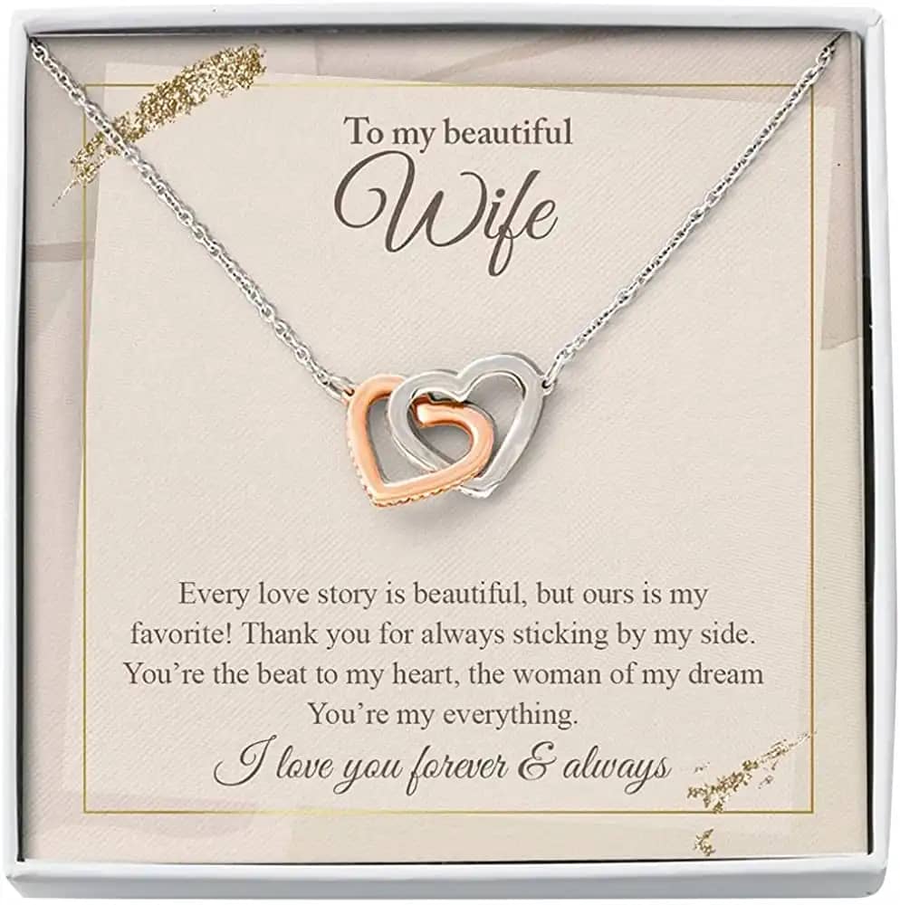Necklace Jewelry For Women To My Beautiful Wife Interlocking Heart Personalized Gifts