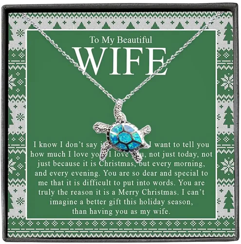 Necklace Jewelry For Women To My Beautiful Wife Turtle Personalized Gifts