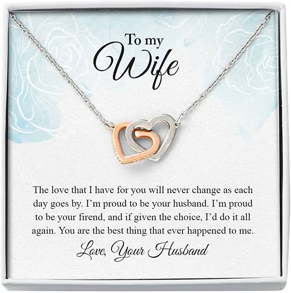 Necklace Jewelry For Women To My Gorgeous Wife Interlocking Heart Personalized Gifts