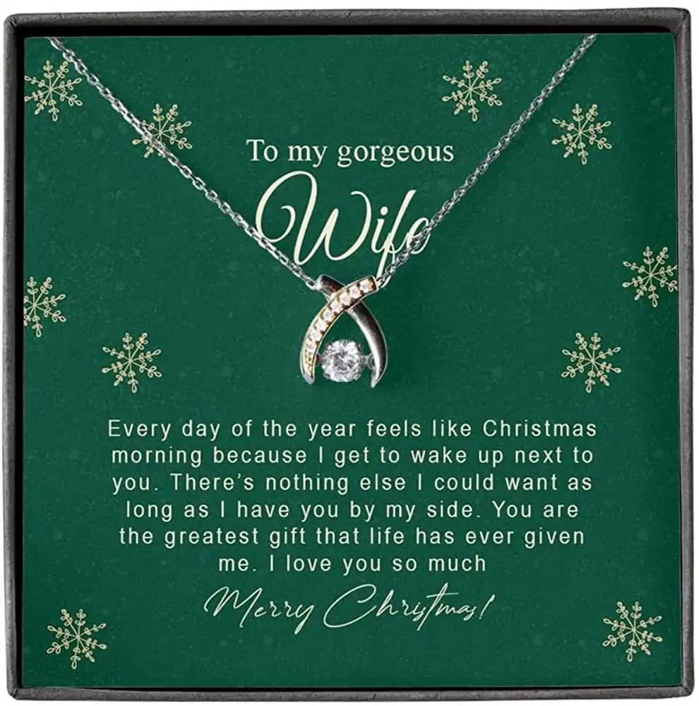 Necklace Jewelry For Women To My Gorgeous Wife Wishbone Dancing Personalized Gifts