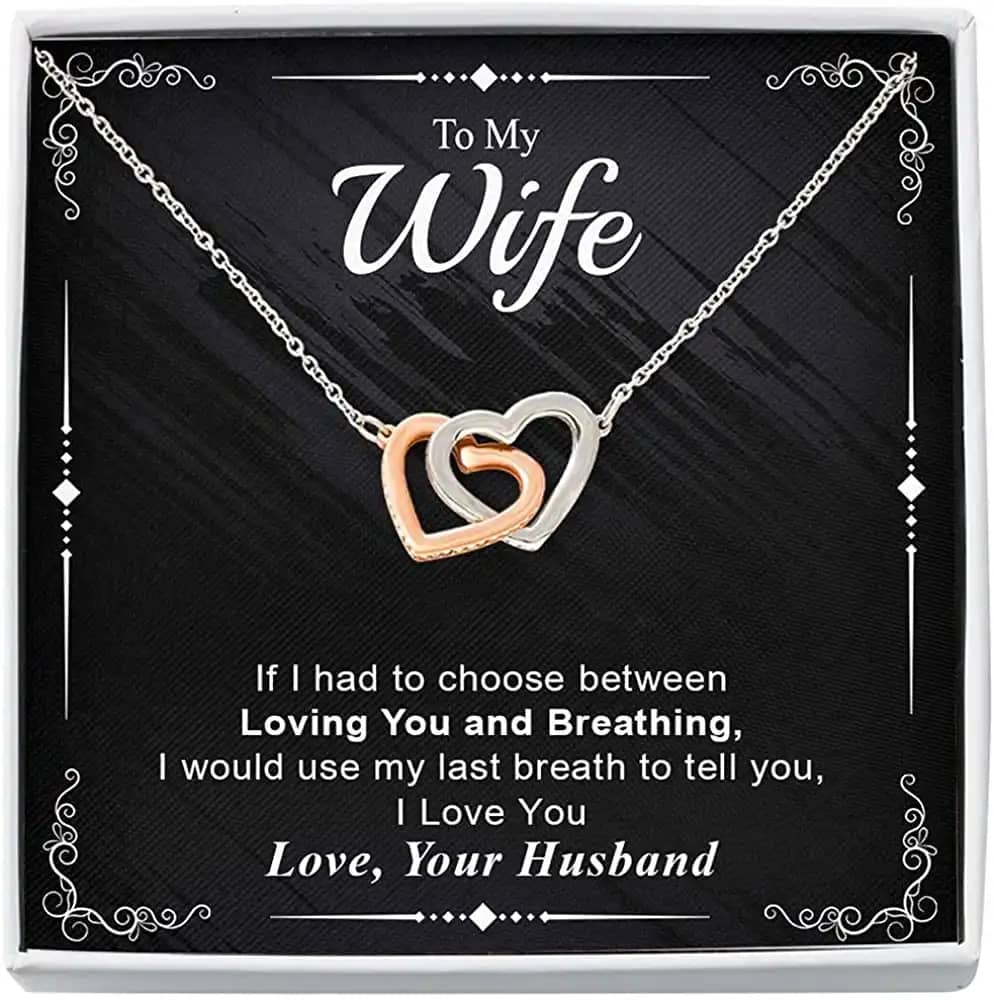 Necklace Jewelry For Women To My Wife Interlocking Heart Personalized Gifts