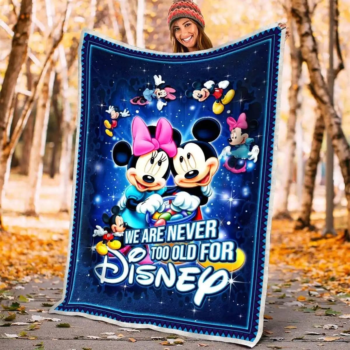 Never Too Old Mickey &Amp; Minnie Disney Inspired Soft Cozy Comfy Bedroom Livingroom Office Home Decoration Fleece Blanket