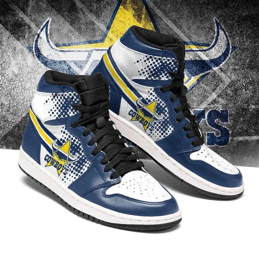North Queensland Cowboys Nrl Leather High Top Sneakers Perfect Gift For Fans Air Jordan Shoes