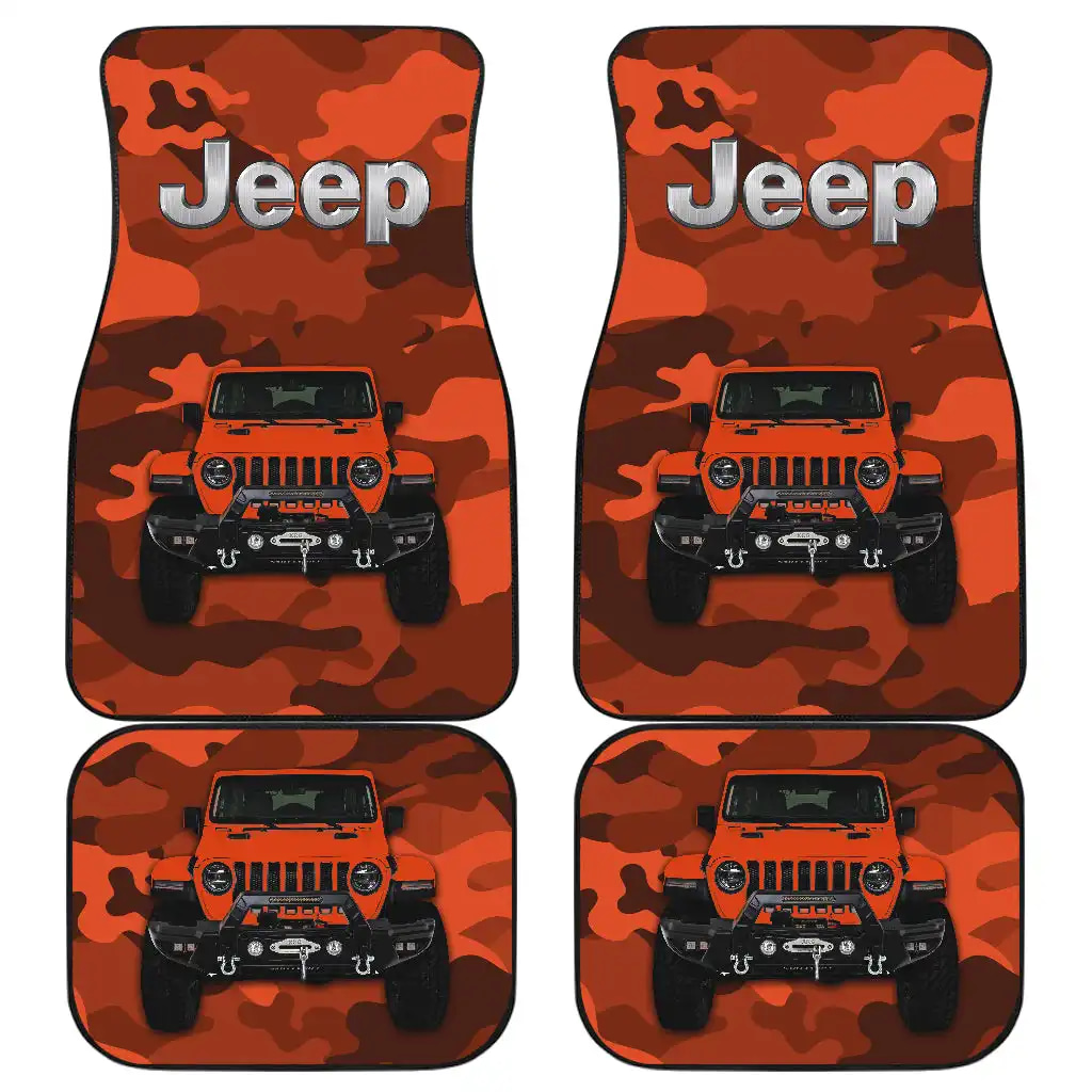 Orange Jeep Camouflage Car Floor Mats