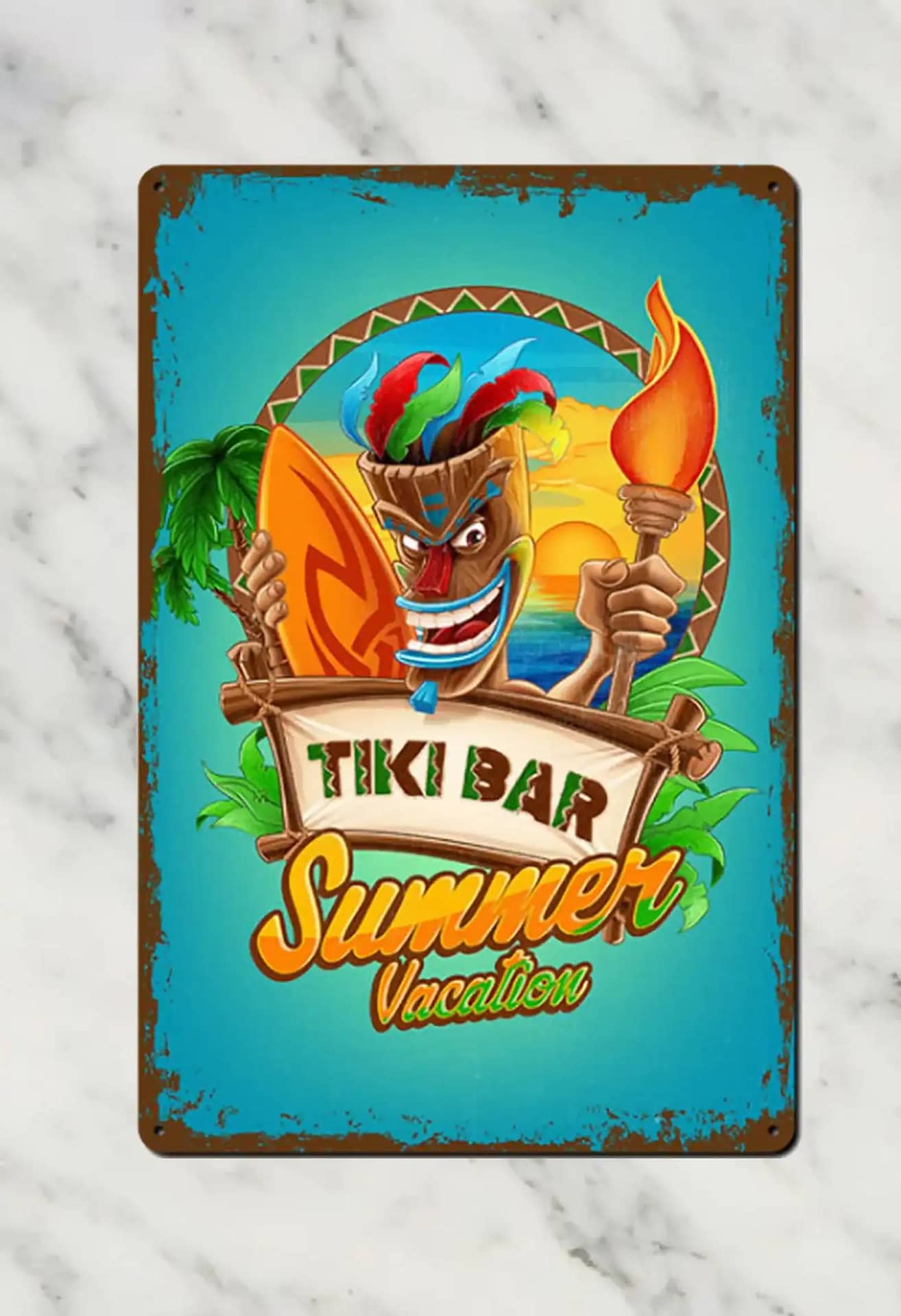 Original Retro Colorful Design Passion Tiki Bar Summer Vacation Metal Sign