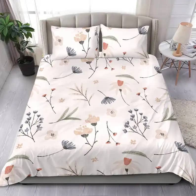 Pastel Floral Designer Bedding Cover With Peach Lavender And Pink Baby Flowers Quilt Bedding Sets