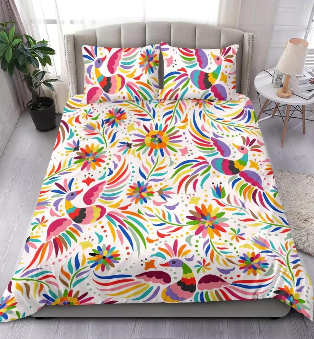 Pattern Art Colorful Bird Ornamental Pretty Mexican Embroidery Quilt Bedding Sets