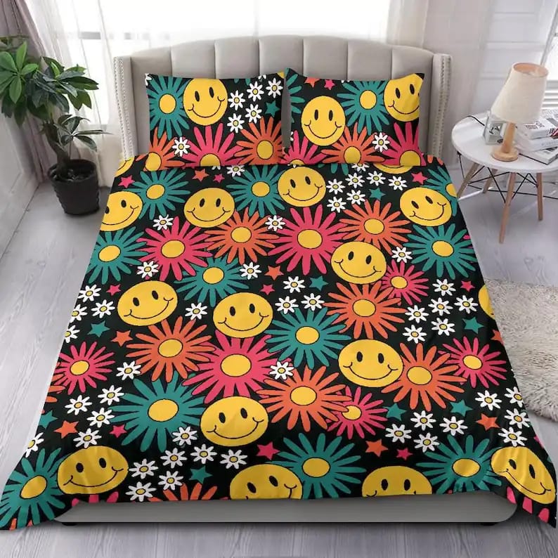 Peace And Love Flower Sunshine Hippie Art Quilt Bedding Sets