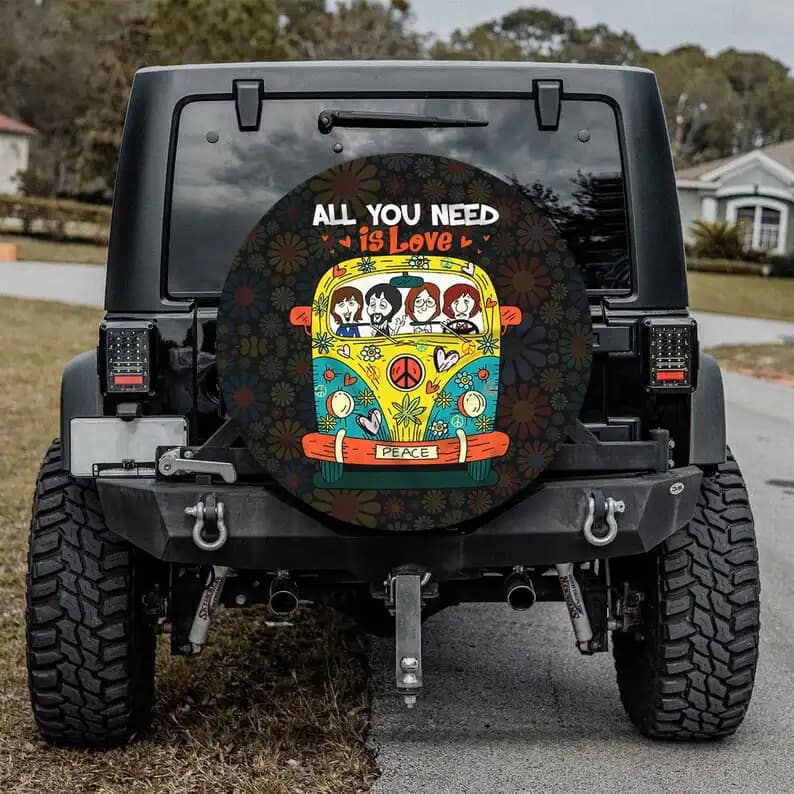 Peace Hippie All You Need Tire Cover