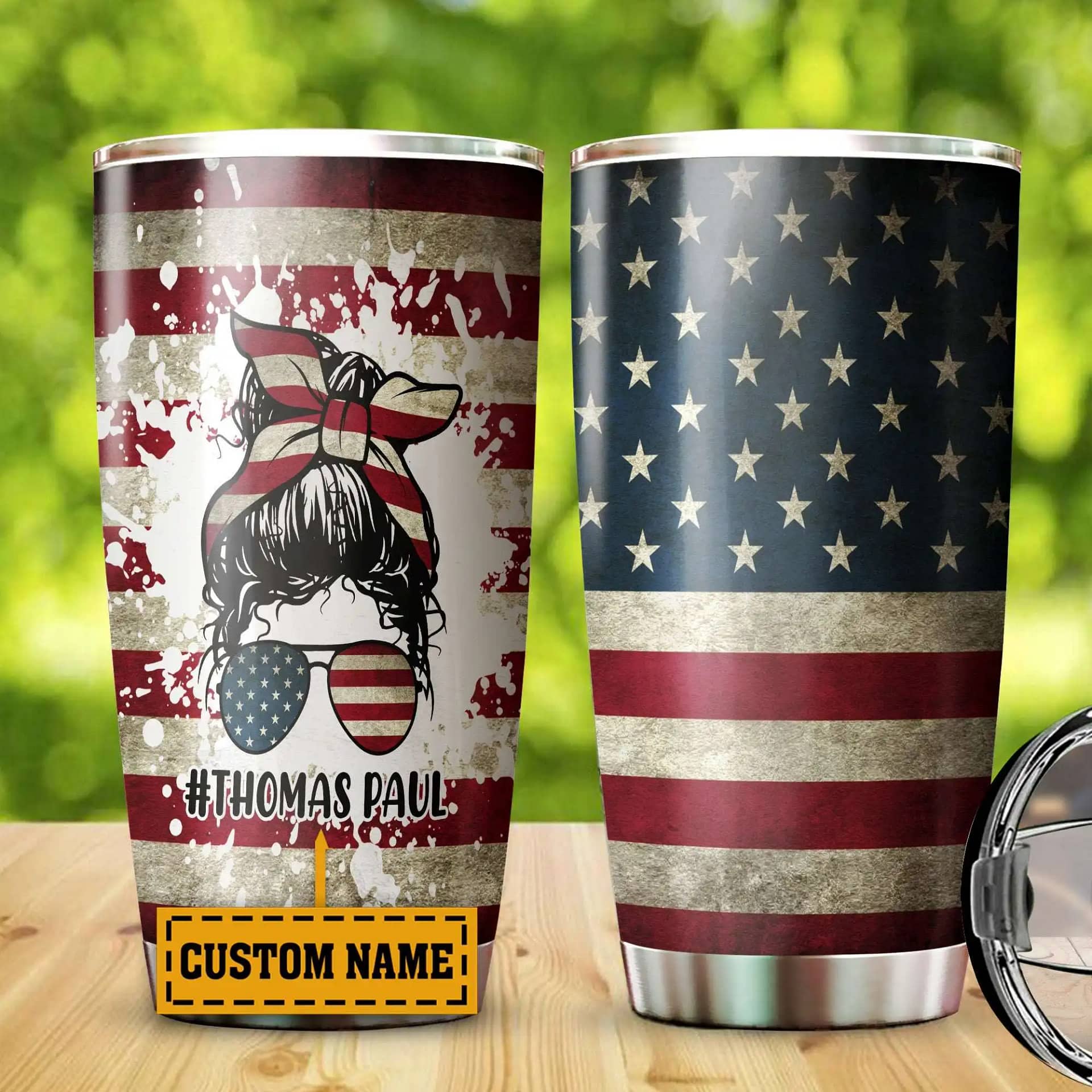 Personalized American Mom Flag Drinking Independence Day The 4Th Of July Life Custom Name Stainless Steel Tumbler