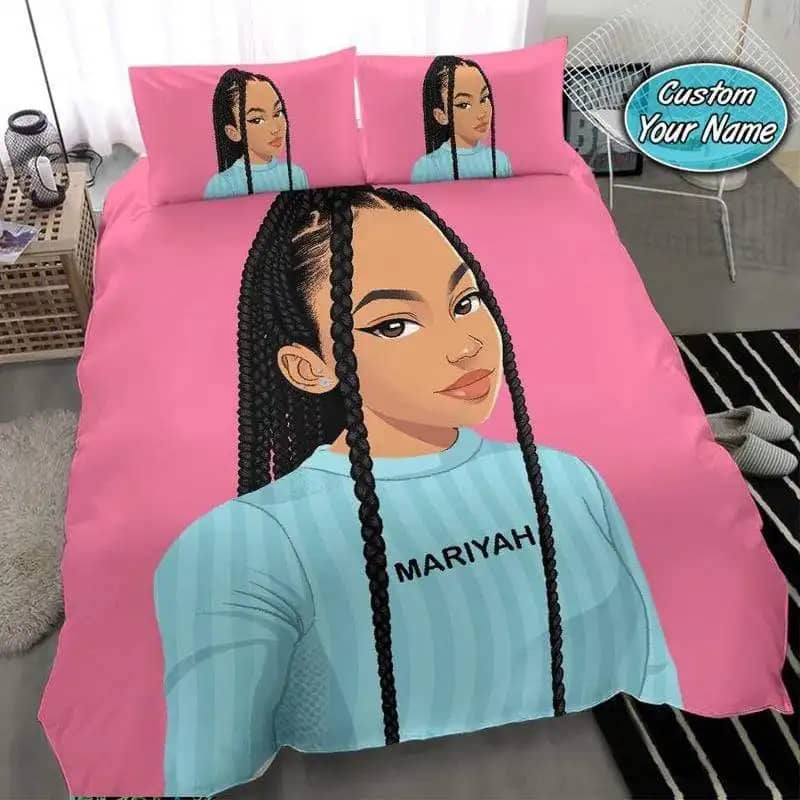Personalized Bad And Boujee Black Girl Quilt Bedding Sets