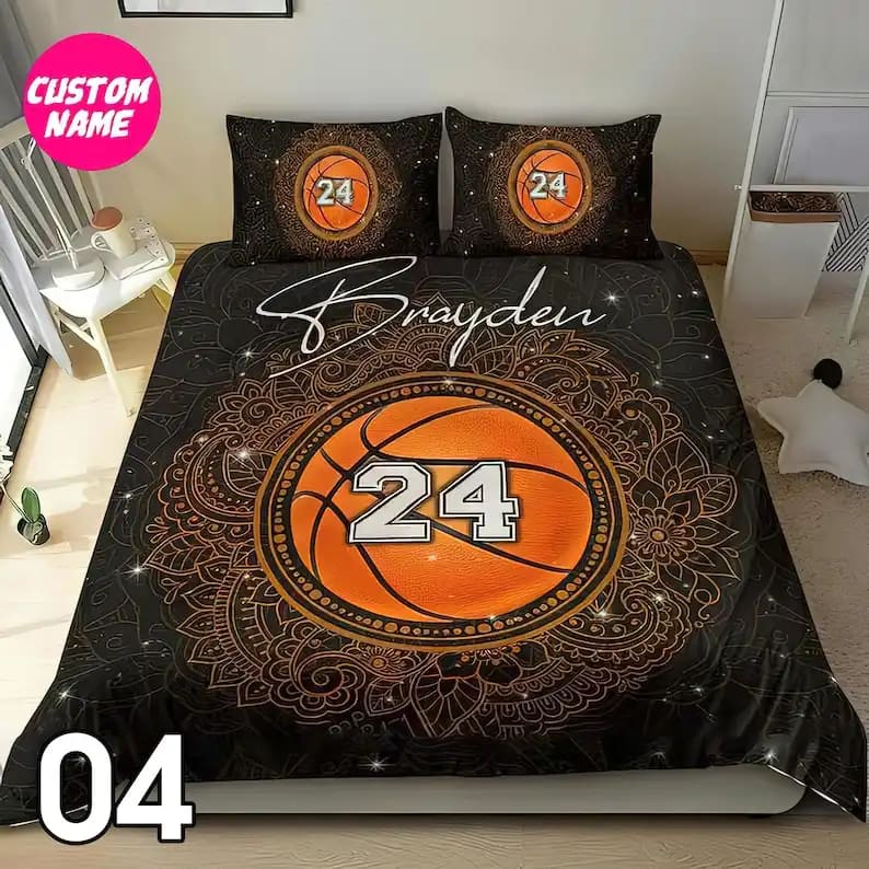 Personalized Basketball Sports Custom Name And Number Hippie Art Quilt Bedding Sets