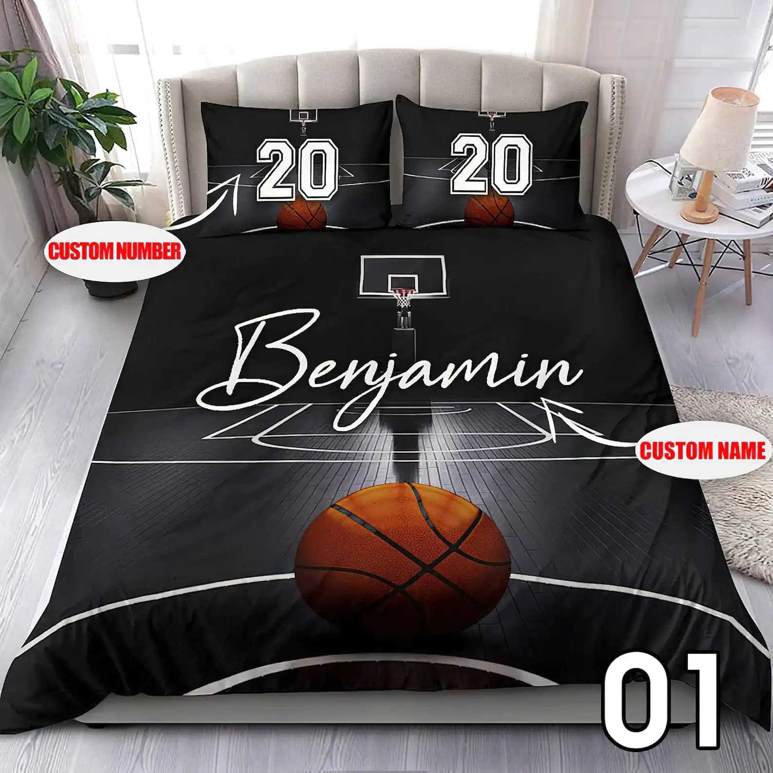 Personalized Basketball Sports Custom Name And Number Quilt Bedding Sets