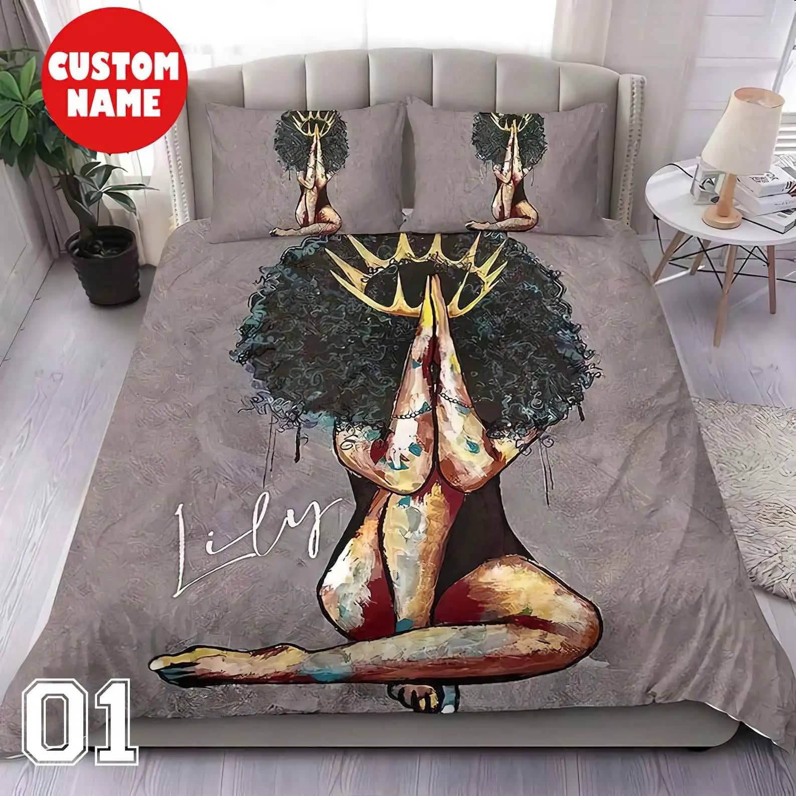 Personalized Black Girl Magic Custom Name Quilt Bedding Sets